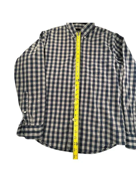 Abercrombie & Fitch Blue White Gingham Shirt Check Button Up Stretch M Mens - Picture 15 of 15